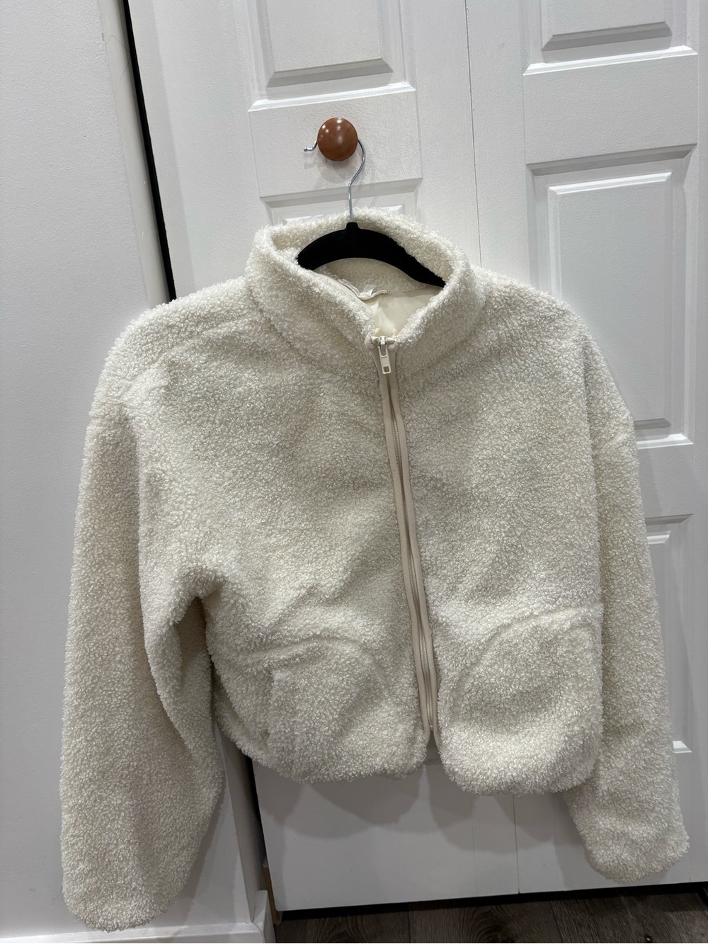 Cream Sherpa Zip-Up Jacket